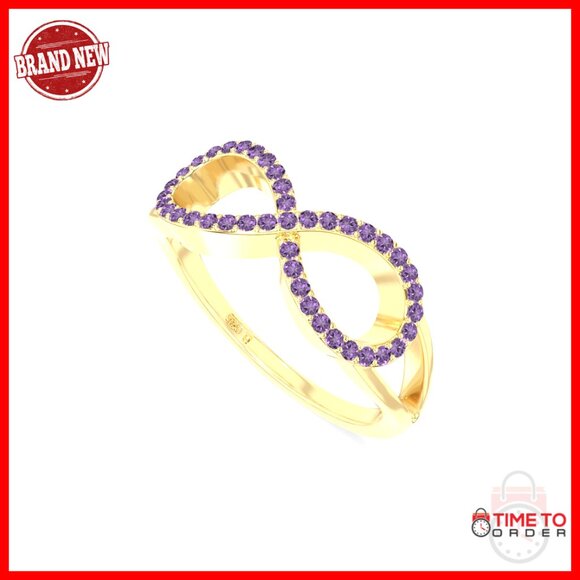 Amethyst Infinity Knot Promise Ring 18K Gold Vermeil Size 6